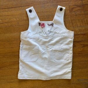Hikosen Cara Kids White Cat Applique Overall‎ Dress Size 100